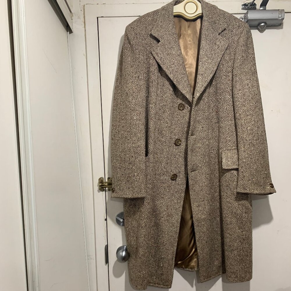 VINTAGE SIMPSONS THE STORE FOR MEN TWEED TRENCH COATS SIZE L/XL - Picture 7 of 12